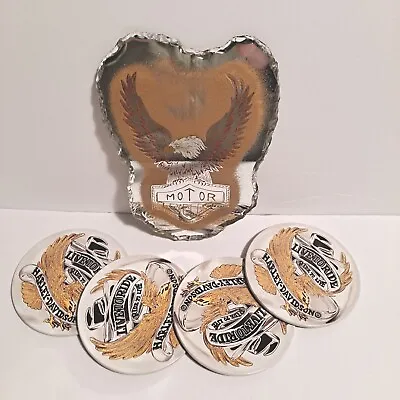 Harley Davidson Live To Ride Set Of 4 Coaster Set & Eagle Motorcycle Plaque 6.5  • $23.88