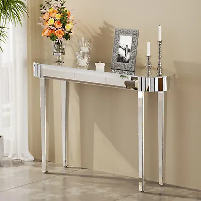 Mirrored Console Table Glam Silver Mirrored Console Entryway Table Living Room • £199.99