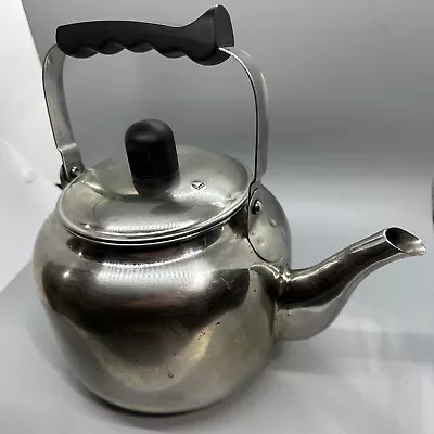 Silver Stainless Steel Tea Pot Water Kettle Black Handle By Downtown Kitchen • $19.97