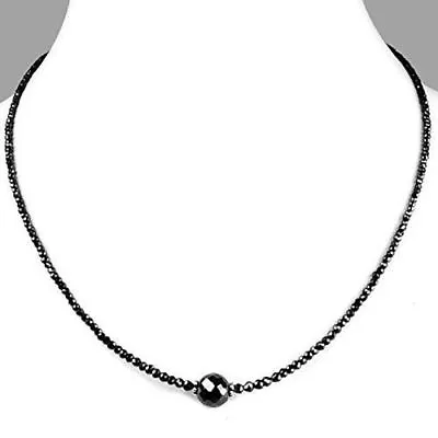 $309 • Buy 30 Inch-3 Mm Black Diamond Beads Necklace AAA Quality With Certificate !