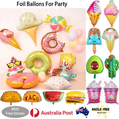 Donut Popcorn Ice Cream Foil Balloon Baby Kid Birthday Decorations Party Wedding • $4.99