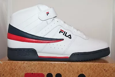 Mens Fila F13 F-13 Classic Mid High Top Basketball Shoes Sneakers White Black • $49.90