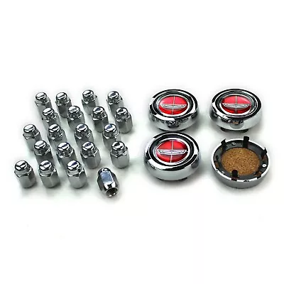 NEW Torino Magnum Red Ford Crest Wheel Center Caps & Lug Nut Kit 1960-1977 • $161.95