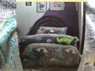 £15.99 • Buy Next Single Size BedSet 🦖 🦕Glow In The Dark Duvet Set Kids Boys Brand New