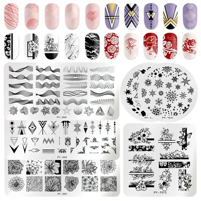 PICT YOU Nail Stamping Plates French Geomtery Rose Flower Nail Art Templates DIY • £1.19