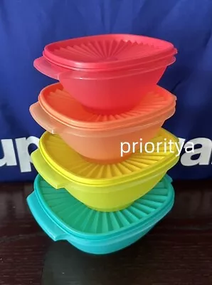 Tupperware Classic Servalier Salad Serving 11/8/5/3c Bowl Set 4 Assorted Color • $49.99