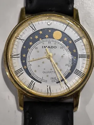 Imado Moon Phase Vintage Dress Quartz Watch Working • $105.68