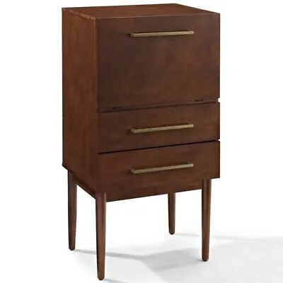 Crosley Furniture Everett 2 Drawer Wood Bar Cabinet In Mahogany • $259.98