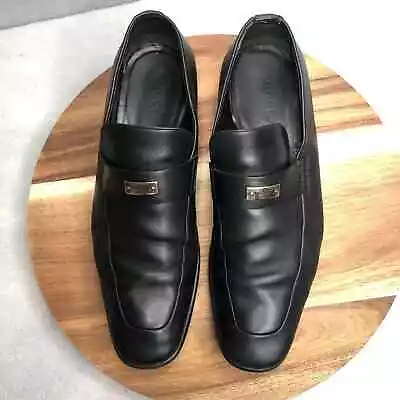 Gucci Florence Moccasin Mens Shoe Black Leather Loafer 147524 Size 10.5 D • $125