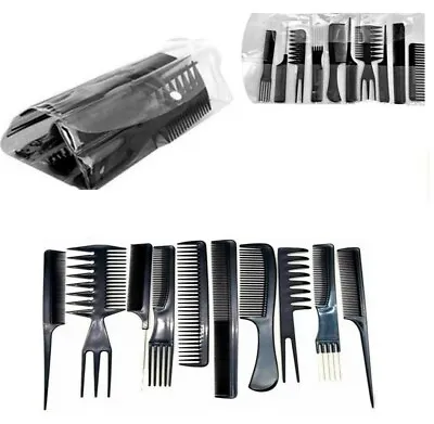 10PC Hairdressing Comb Set Hair Styling Pro Kit Professional Barber Salon Barber • £3.99