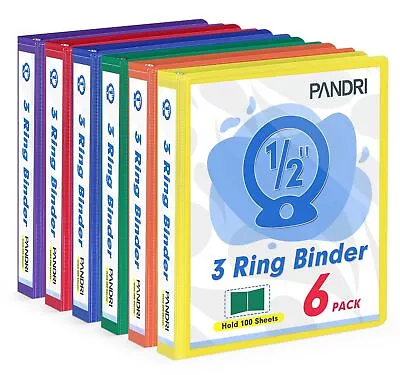 3 Ring Binder 0.5 Inch 6 Pack 1/2-Inch Binder Fits Letter Size 8.5'' X 11'' ... • $41.39