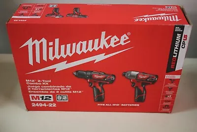 -NEW- Milwaukee M12 2-tool Combo Kit 2494-22 NIB • $89.99