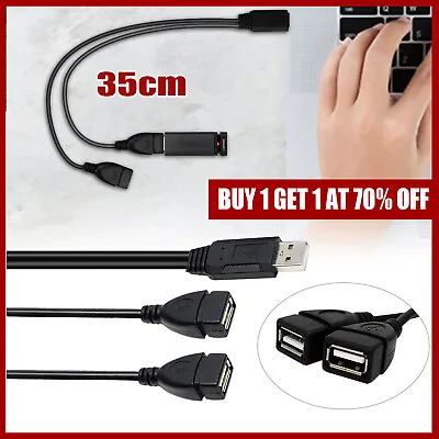 £3.07 • Buy Male USB 2.0 A 1 To 2 Dual USB Female Data Hub Power Adapter Y Splitter Cable UK
