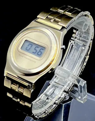 Vintage TEXAS INSTRUMENTS TI-3H Men’s 34mm Digital Watch Gold Case Bracelet NOS • $140