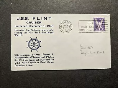 USS FLINT CL-97 Naval Cover 1943 WWII Launch Cachet  • $9.99