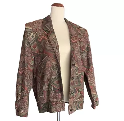 Vintage Tapestry Jacket Size M/L Shoulder Pads Retro - Very Good Condition • $32.14