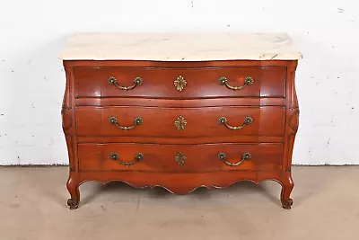 John Widdicomb French Provincial Louis XV Cherry Wood Marble Top Commode • $2495