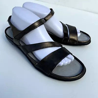 Naot Etera Sandals Womens Size 10 EU 41 Metallic Straps Slingback Flat Dk Bronze • $33.99