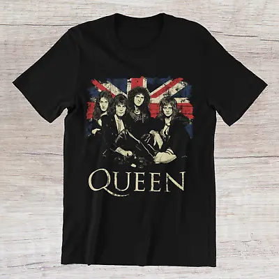 QUEEN British Flag T-Shirt 70s Freddy Mercury Rock Band On Ring Spun Cotton Tee • $12.95