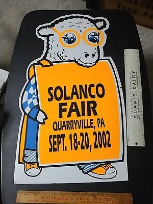 Vintage 2002 Solanco Fair Sheep Cardboard Poster Sign • $25.27