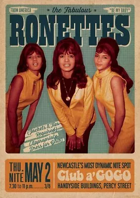 $14.49 • Buy The Ronettes -Newcastle 1968 Concert Bill Poster 23.5x33 Inch