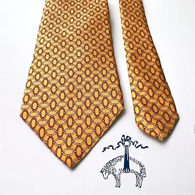 Brooks Brothers Makers ITALIAN Silk Tie 3.75”Extra Long Chain Link Patterned • $25