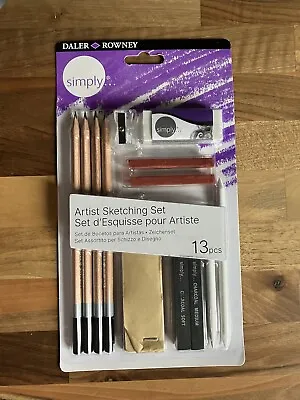 Daler-Rowney Simply Sketching Pencil Drawing 13 Piece Set Charcoal Blending • £6.95