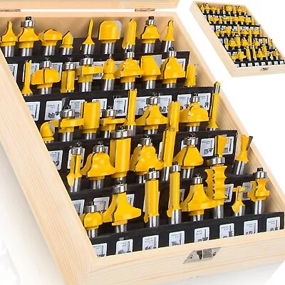 LEATBUY 41 PCS Router Bit Set 1/2-Inch Shank Panel Cabinet Door Router Bits Sets • $69.21