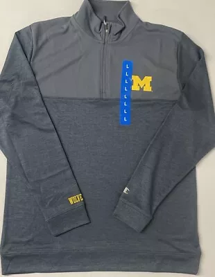 University Of Michigan WOLVERINE 1/4 Quarter Zip Pullover LARGE Performance GRAY • $27.99