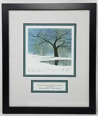 P. Buckley Moss Silence Winter Pond Tree Snow 2004 Signed Framed Matted • $59.95