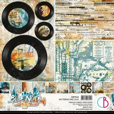 £12.81 • Buy Ciao Bella 'BLUE NOTE' 12x12  Paper Pad 8 Sheets Jazz/Music Scrapbooking CBT043