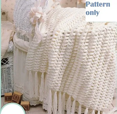 Crochet PATTERN - Baby Blanket Shawl Christening 46 • £3.40