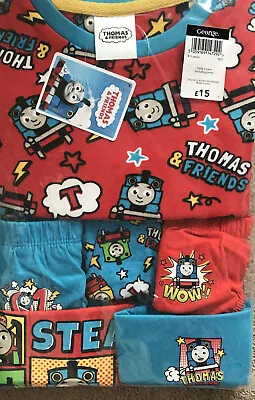 £15 • Buy Thomas The Tank Engine ~ 7 Piece Set~ Cotton Pyjamas ,Briefs & Vests~  4-5 Years