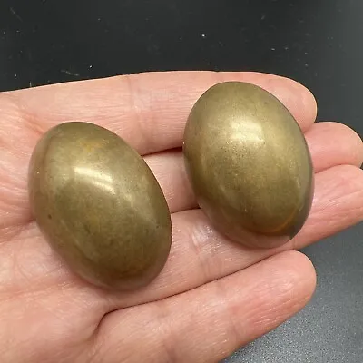 Signed BAER SF Metal Earrings Copper Brass Oval (4694) • $18.99