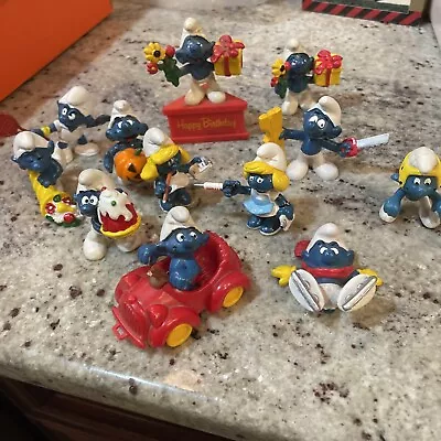 Vintage Smurfs Figures Lot Of 13 Pieces 1970s- 1980s By Peyo Schleich. • $21