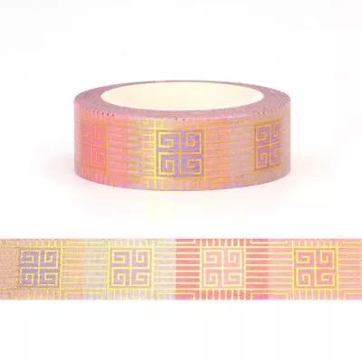 Washi Tape Gold Foil Geometric Pattern Design 15mm X 10m • $5.90