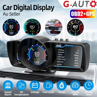 Smart Car OBD2 + GPS Gauge HUD Head-Up Digital Display Speedometer Turbo Alarm • $89.90