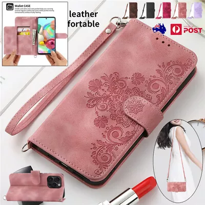 For IPhone 15/14/13/12/11 Pro Max 8/7 Plus Retro Leather Wallet Case Cover Strap • $8.29