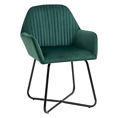 HOMCOM Modern Accent Chair Velvet-Feel Upholstered Lounge Armchair Green • £78.99