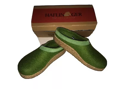 Haflinger Grizzly Torben GZL 38/L7.75 Green Felt Vegan Cork Mules • $89.99