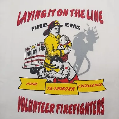 Volunteer Firefighters T Shirt XL EMS Single Stitch Hero White NWOT NEW Vintage • $38.24