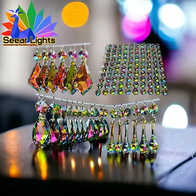 Vitrail Iridescent Chandelier Cut Glass Crystals Parts Beads Lamp Light Parts  • £19.99