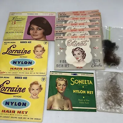 Vintage Lot 10 Envelopes Nylon Hair Nets Hairnets (18 Hairnets In All) • $18