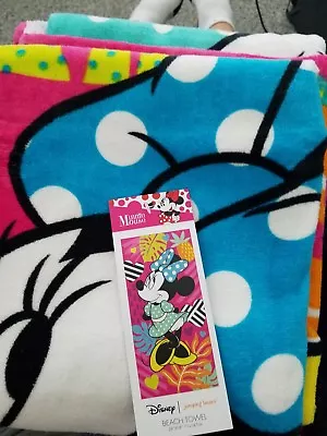 Girls Disney Jumping Beans Minnie Mouse Multicolor Cotton Beach Towel 28  X 58  • $16.99
