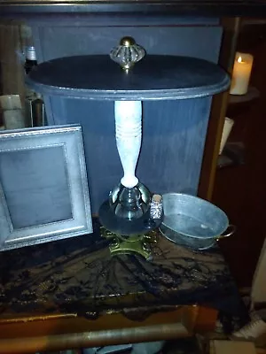 Vintage Pedestal Intricate Brass Crystal & Prisms Parlor Table/Tray Handmade • $165