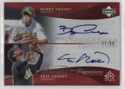 2005 Upper Deck Reflections Dual Signature Red /99 Eric Chavez Bobby Crosby Auto • $10.60