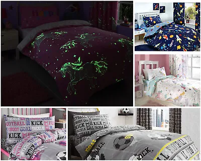 Kids Bedding Sets Single Or Double Bed Sets Rainbow Unicorns Space Football • £15.99