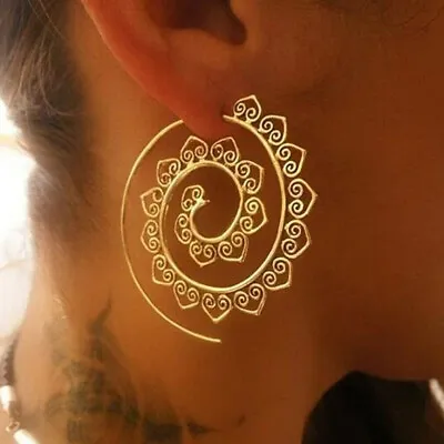 £2.62 • Buy Bohemia Ethnic Spiral Brass Gypsy Earrings Tribal Exquisite Indian Hoop Jewelry