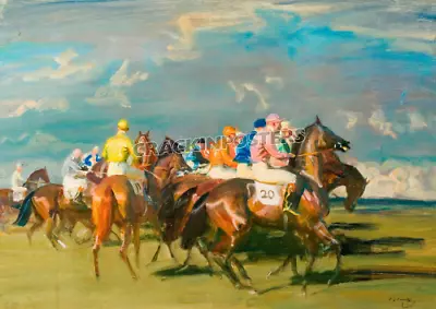  And Their Ready For The Off  . Horse Racing. Vintage Style Painting Poster • £8.50