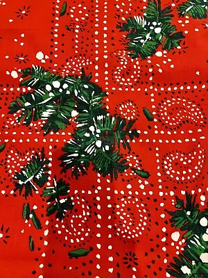 Christmas Table Runner Vintage Red Pine Branches Trim 51  X 15.75  Handmade • $9.99